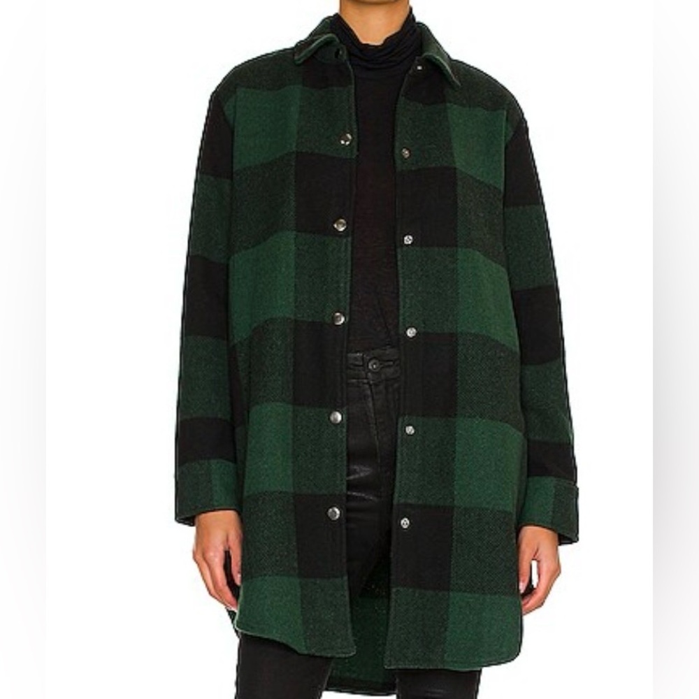 Steve Madden Green Flannel Coat with Pockets